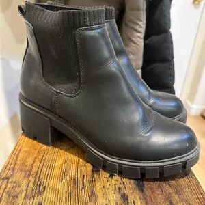 Black Chunky Ankle Boots with sock ankle